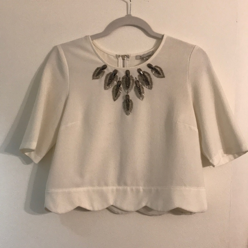 White embellished crop top